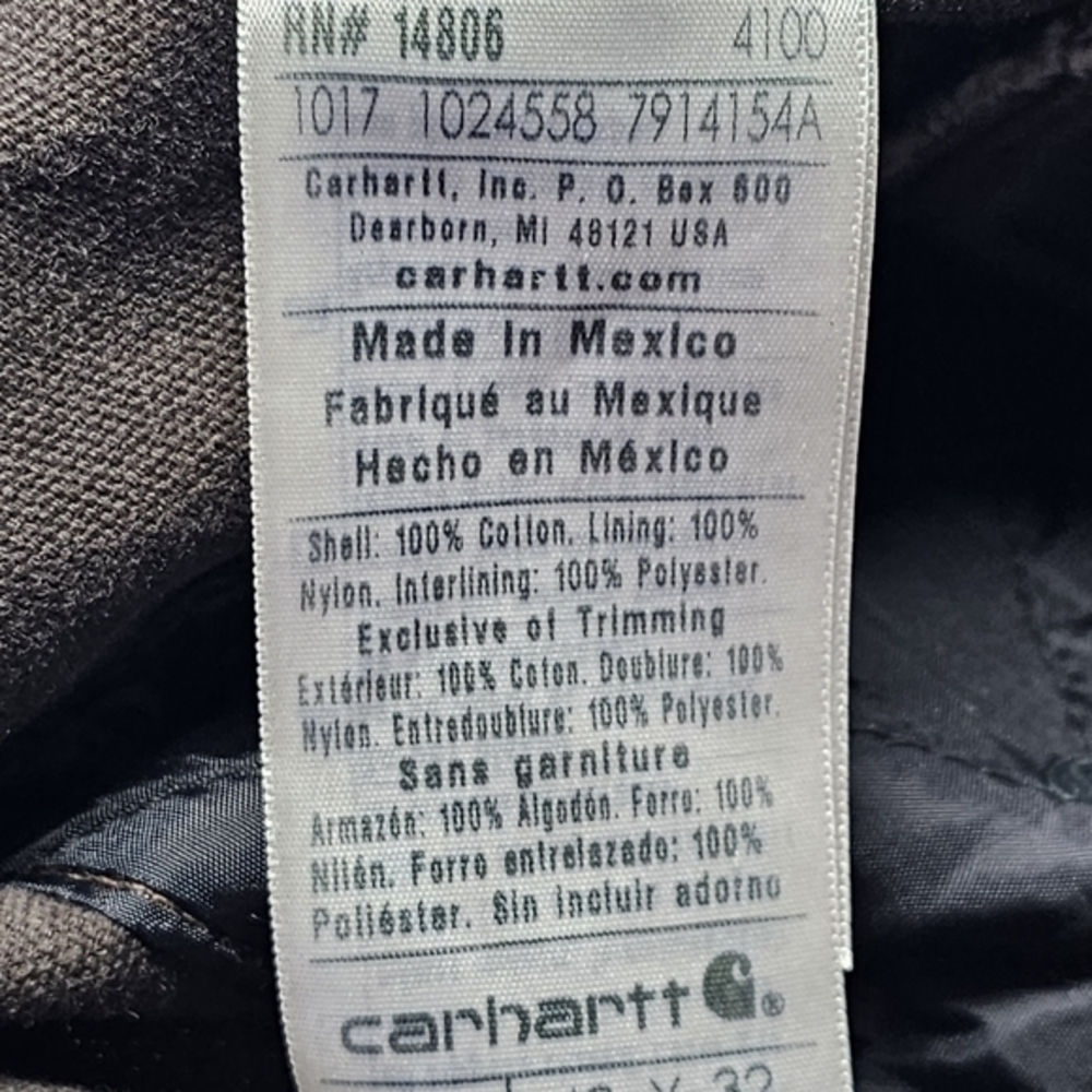 Carhartt Bibs‎ Overalls Quilt Insulated Duck Sandstone Men 42x32 R27- NOTE - Picture 16 of 16